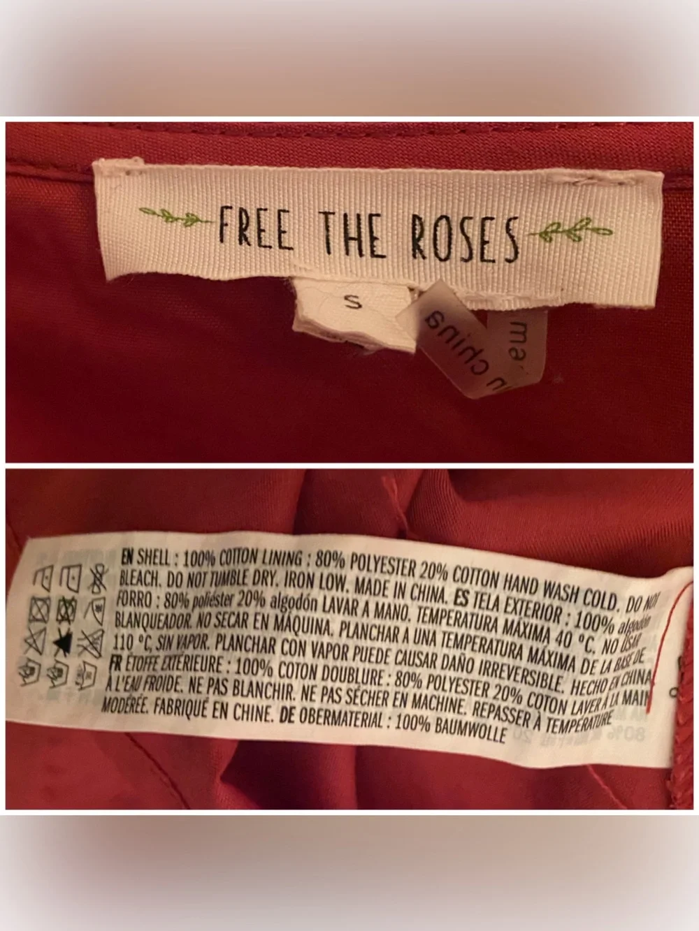 FREE THE ROSES Stripe Texture Tiered Collared Midi Dress in Red - S - Picture 15 of 16